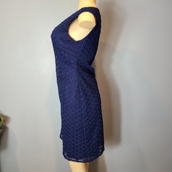 Jessica Howard Lace Cocktail Dress Holiday Sz 8 Wedding Guest Navy Preppy Resort - Picture 5 of 9